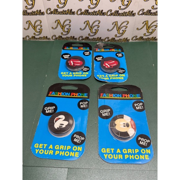 Fashion Phone Other - Lot of 4 Fashion Phone Grips Rolling Stones Mickey Mouse Universal Socket Stand